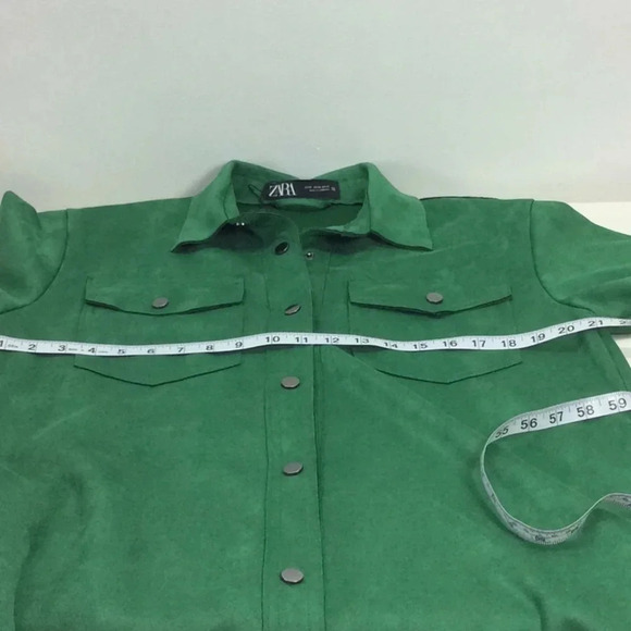 NWOT Zara Faux Suede Overshirt Jacket – Rich Green, Size XS - Picture 7 of 9